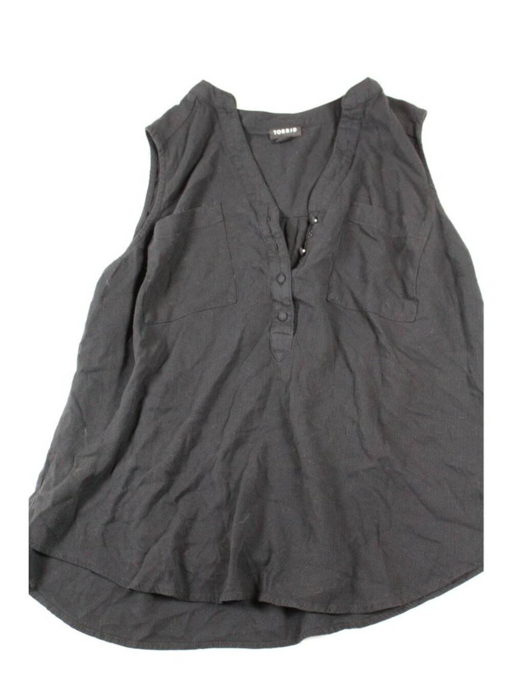 Torrid Black Sleeveless V-Neck Button-Front Blouse Size 00
